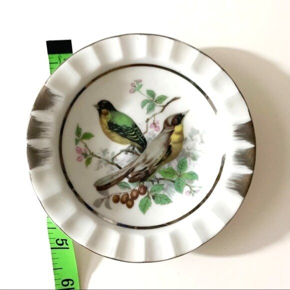 Vintage Hand Painted Birds Porcelain Small Tray Dish Trinket Made in Japan - Picture 5 of 6
